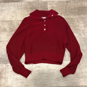 J. Crew Red Cowl Neck Sweater with Gold Accents